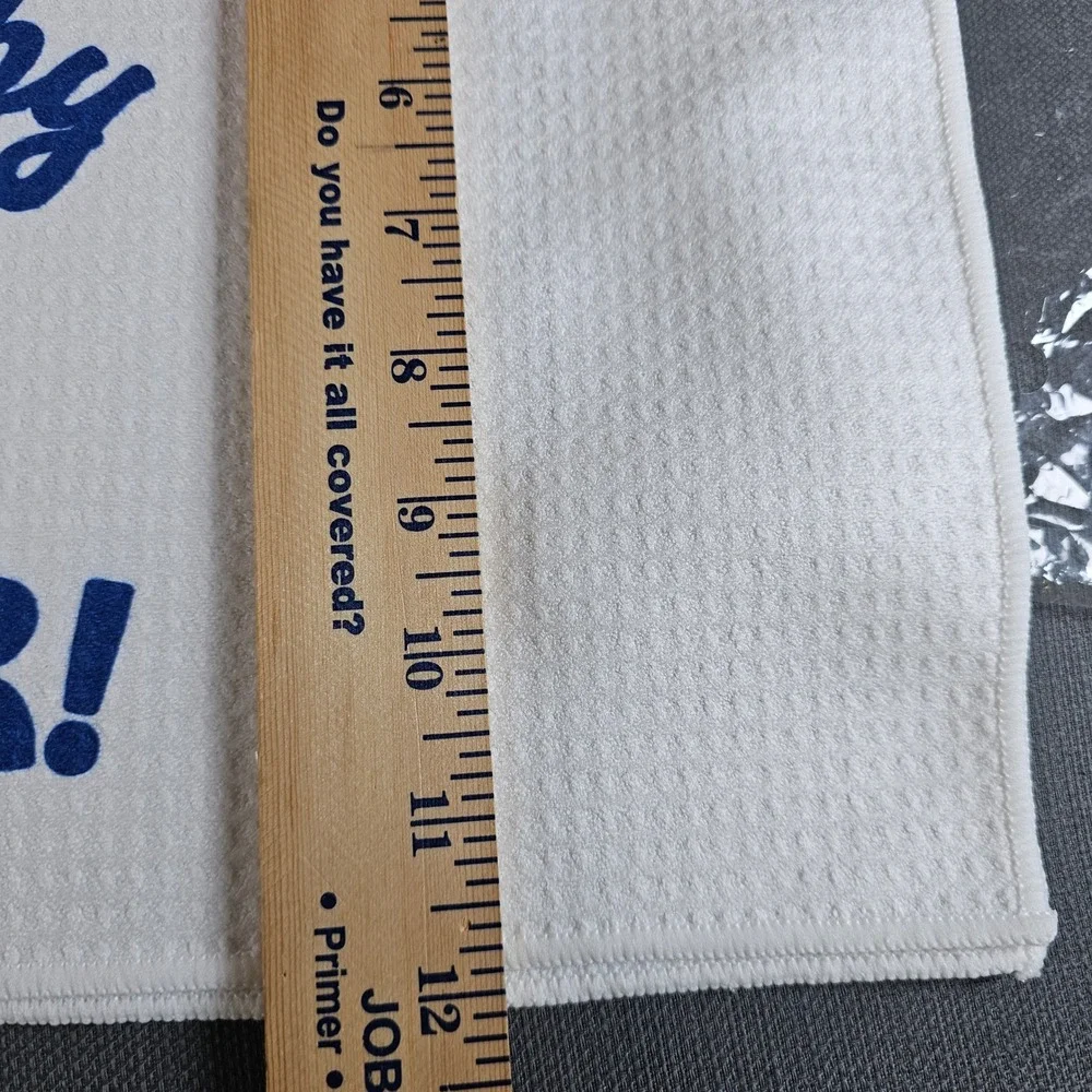Happy Hour Retro Waffle Weave Kitchen Bar Hand Towel Blue White 16x24